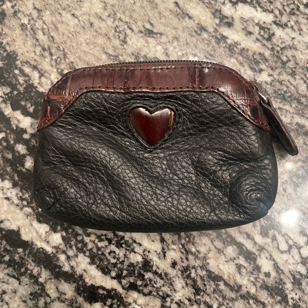 Vintage Brighton Black and Brown Leather Coin Purse